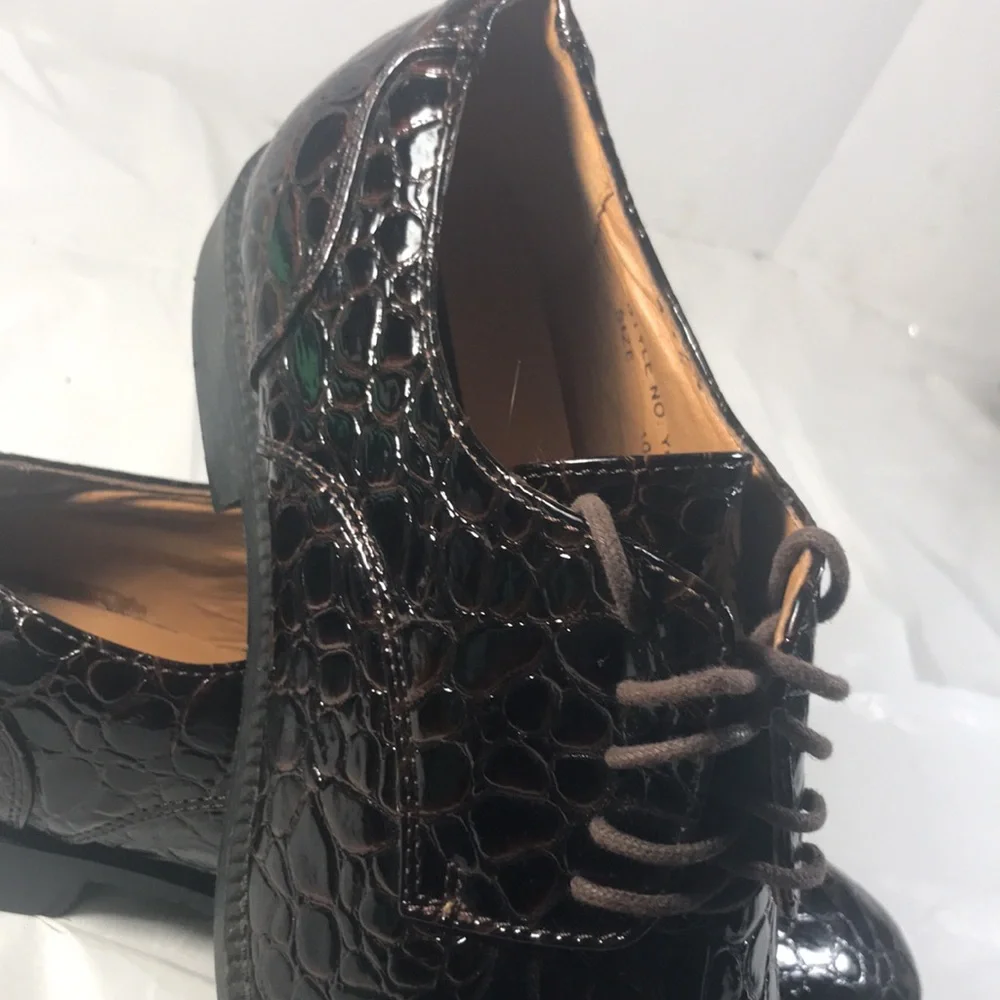 Men's Giovanni Chocolate Brown Reptile Print Leather Lace Up Dress Shoes